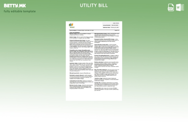 Шаблон за комунални сметки (страници) на САД RG&E во модерен стил 1